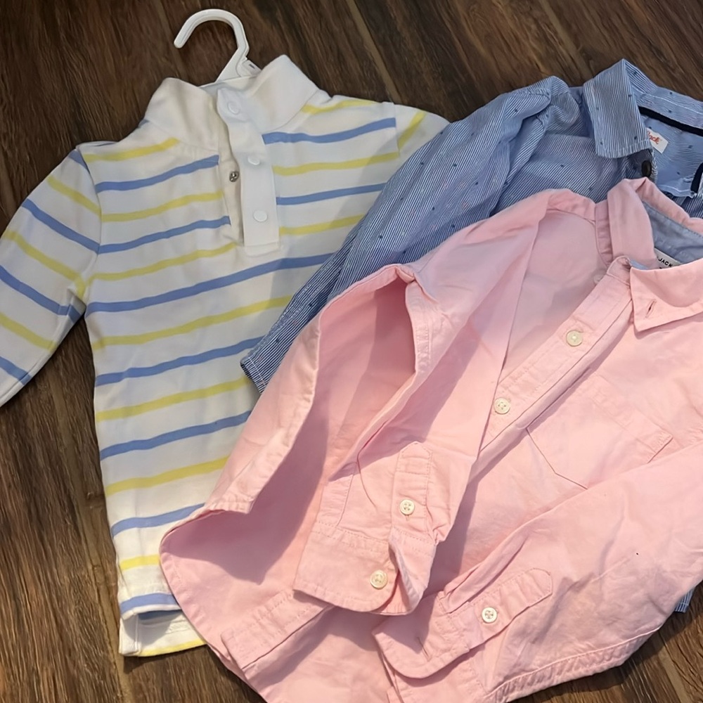 2 Janie and jack long sleeve 2t. One sweater and one pink polo. Blue polo is cat